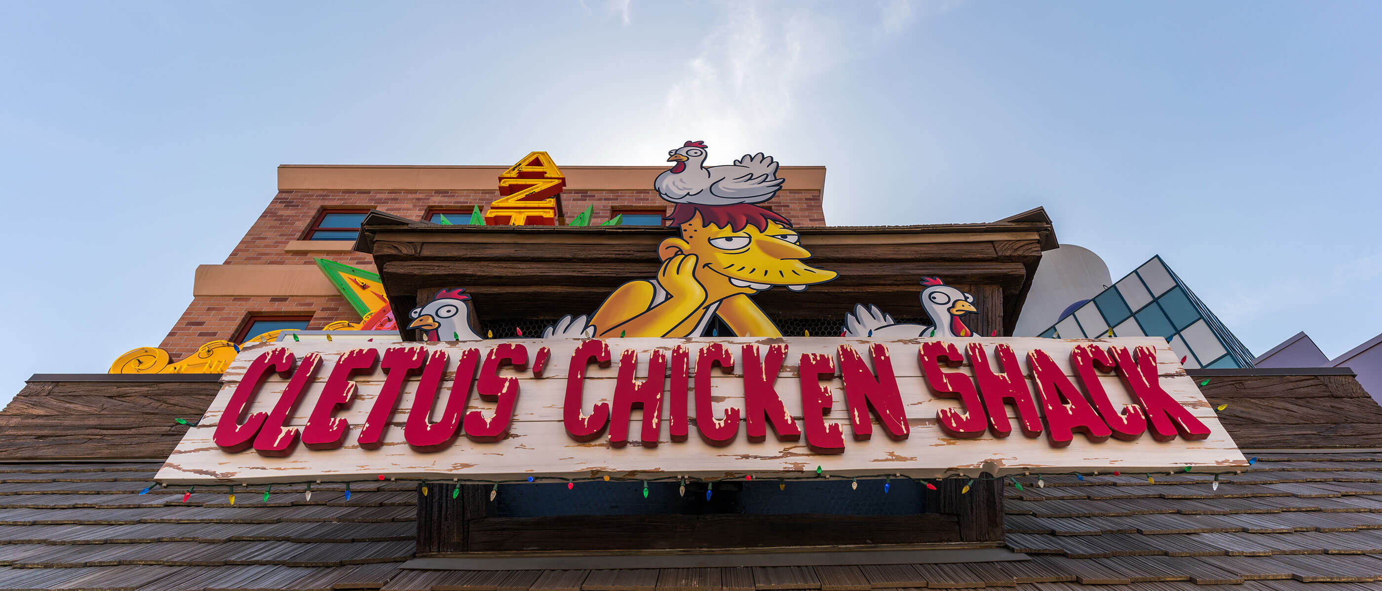 The sign outside of Cletus' Chicken Shack.