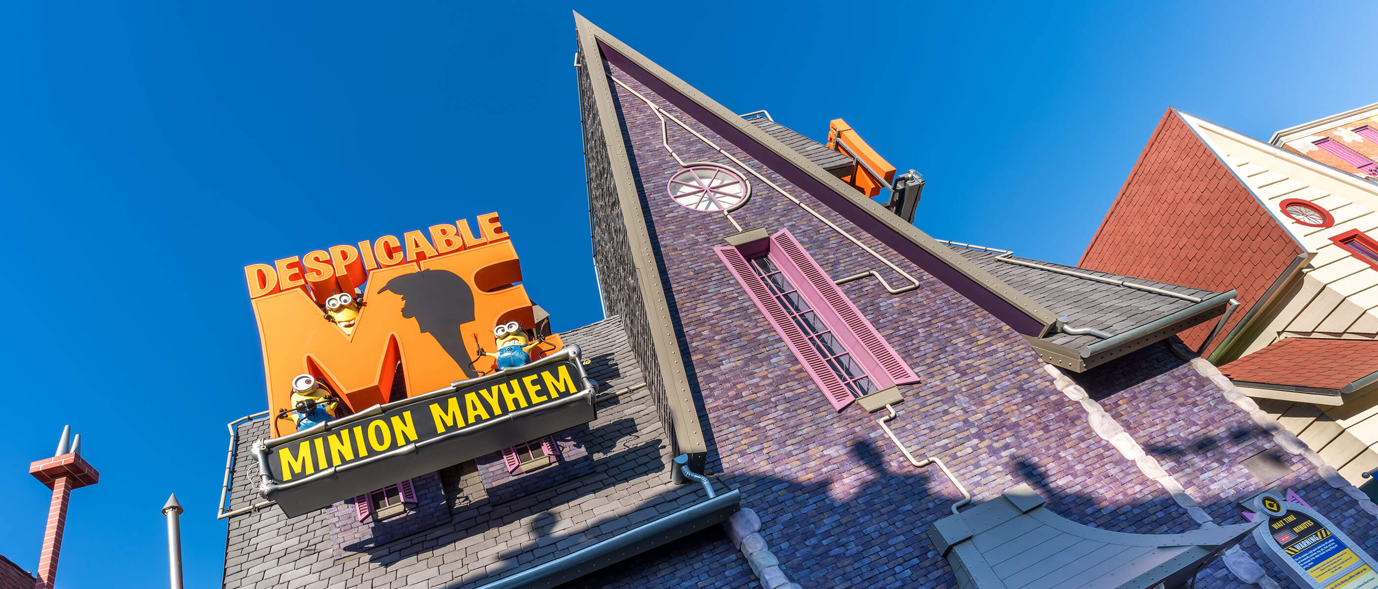 View of the Minion Mayhem sign.