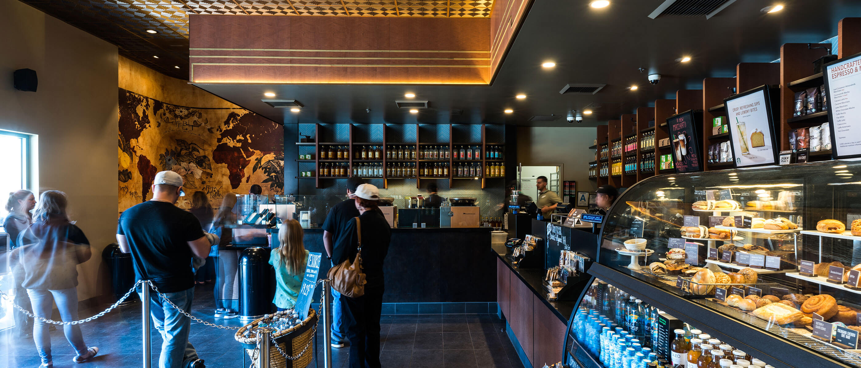 People in line or waiting at Starbucks.
