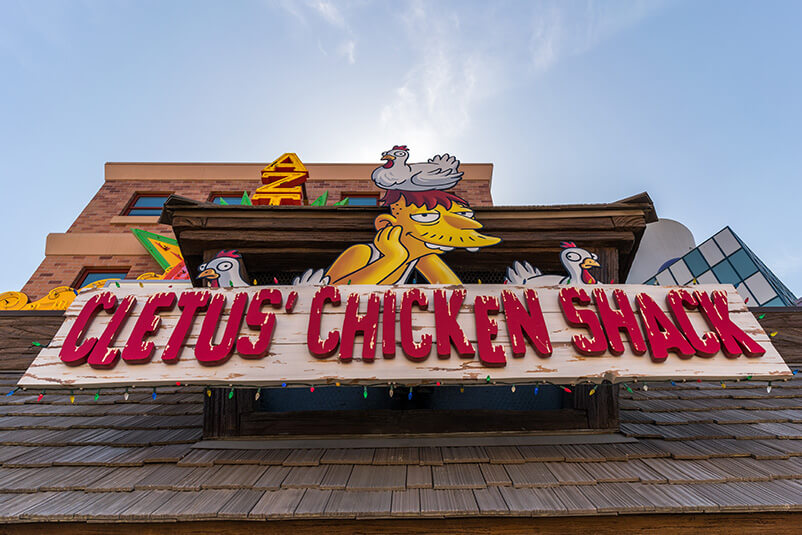 The sign outside of Cletus' Chicken Shack.