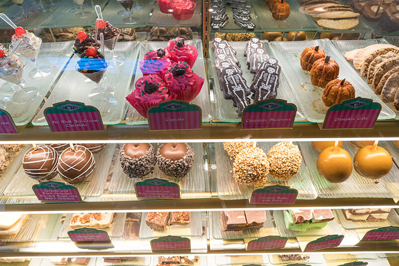 Shelves full of sweets.