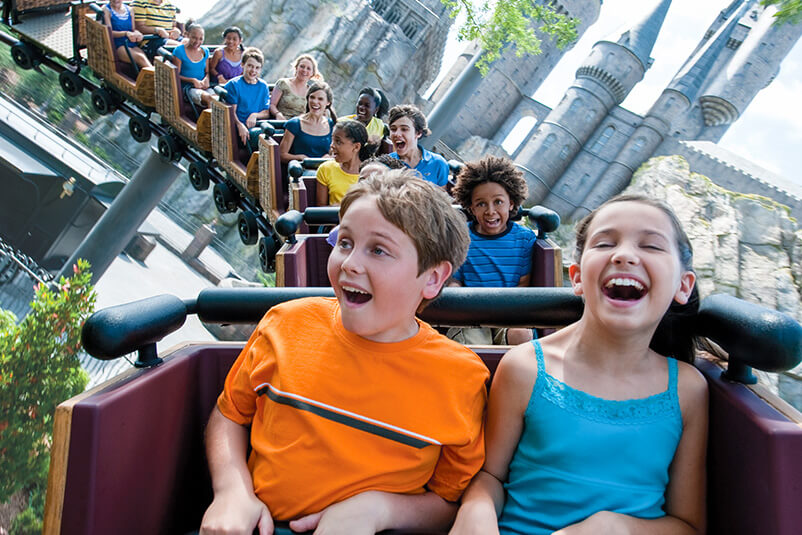 People on the Hippogriff roller coaster.