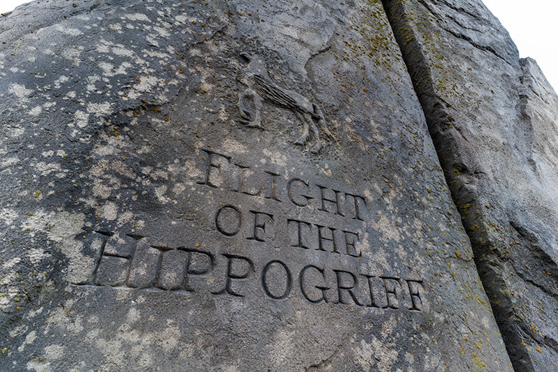 A stone with text saying 