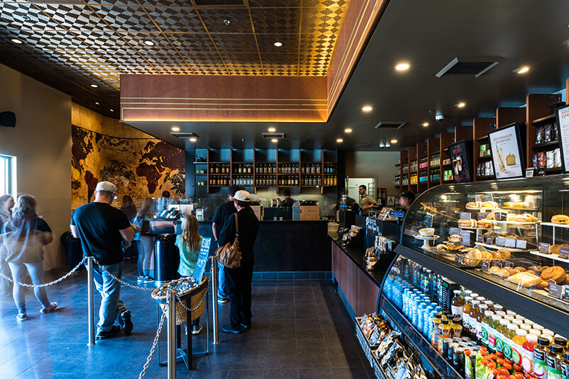 People in line or waiting at Starbucks.