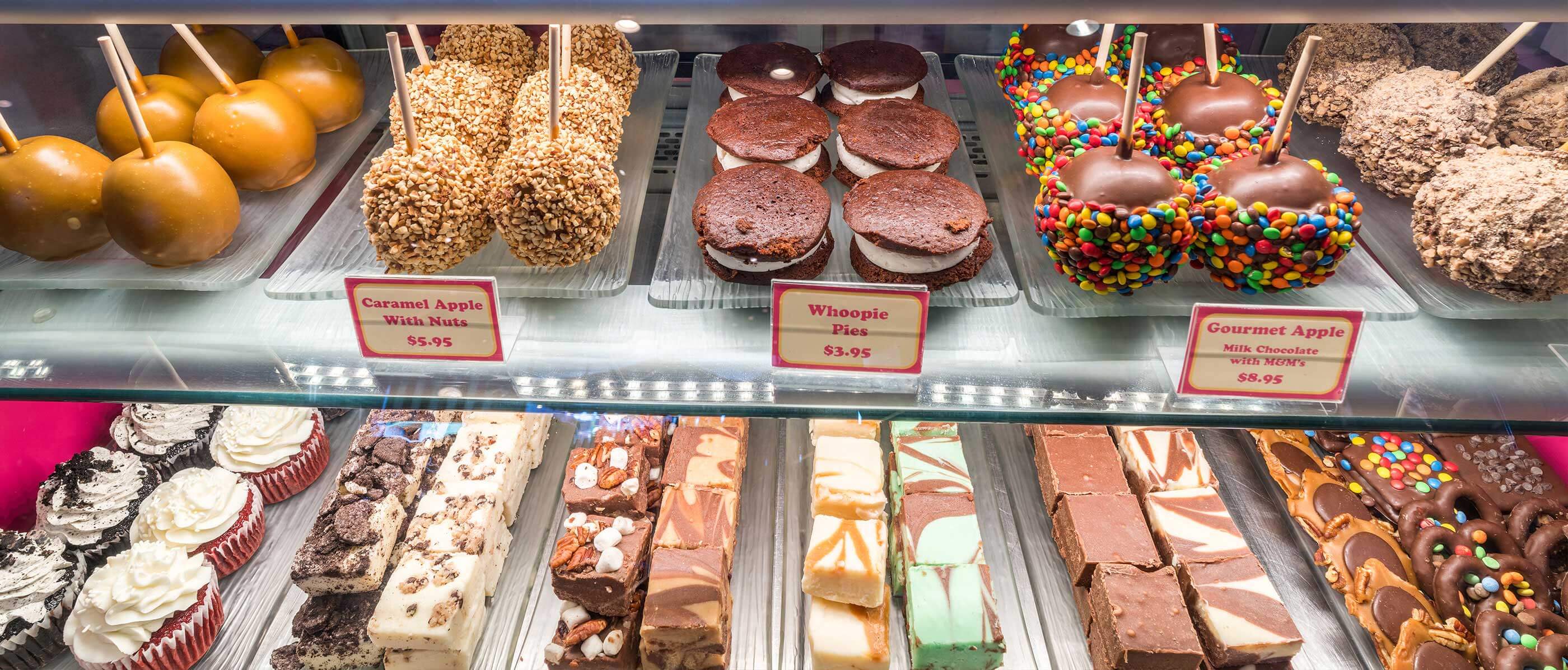 Two shelves with multiple treats
