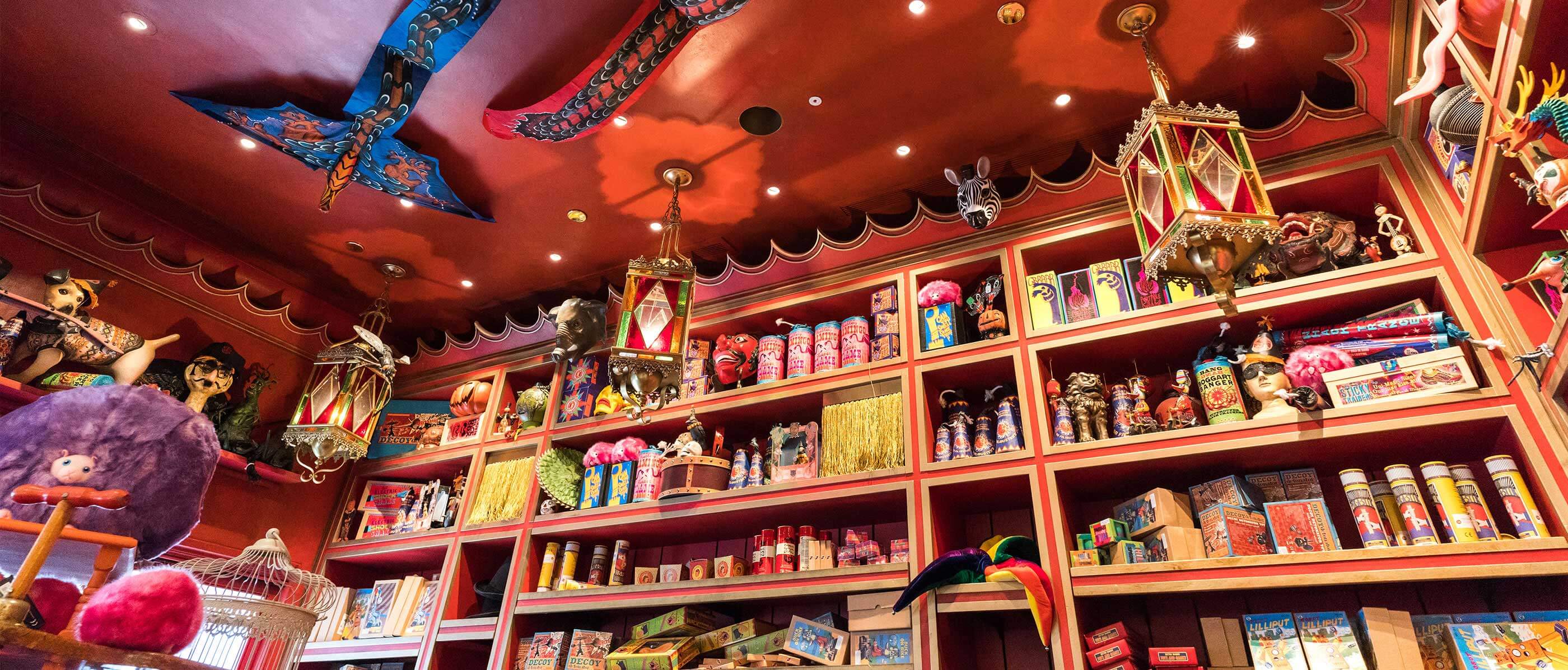 Inside a store with shelves full of a variety of product.