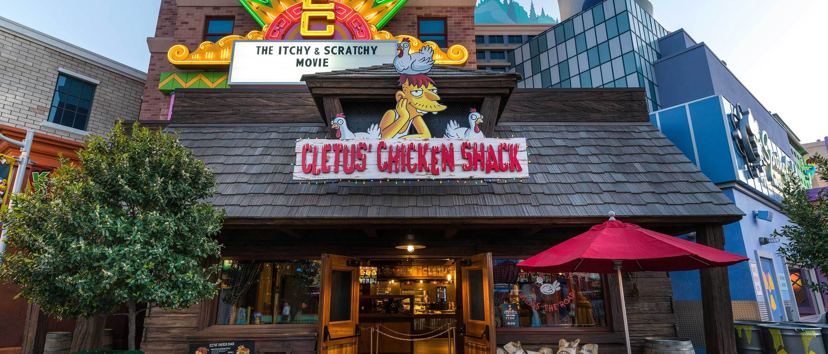 The Cletus' Chicken Shack storefront in Universal Studios Hollywood.