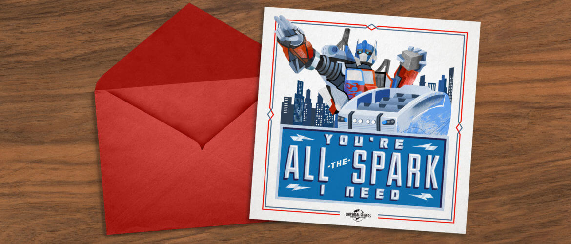 Illustration of Transformers Valentine's Day card