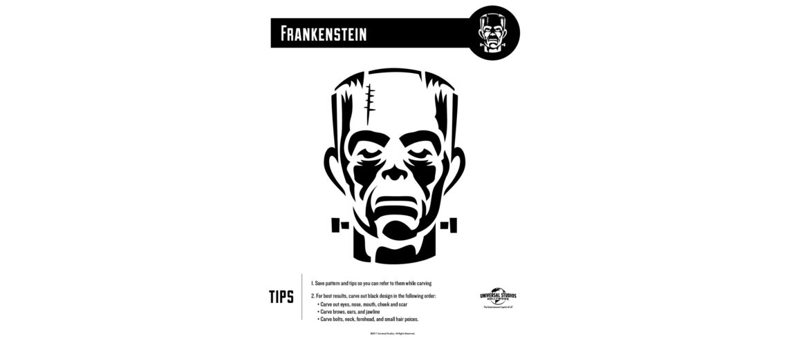 Pumpkin stencil of Frankenstein