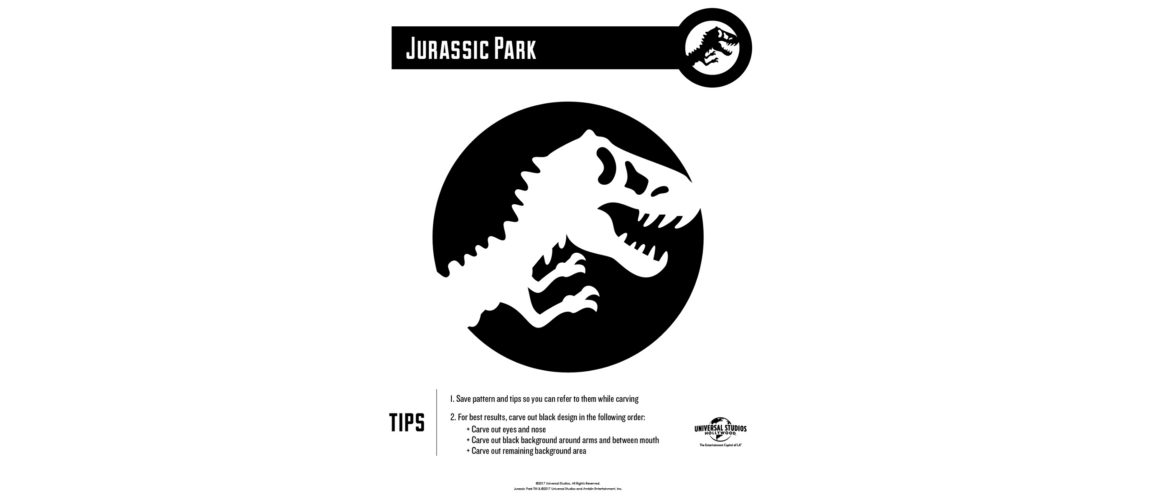 Pumpkin stencil of Jurassic Park Logo