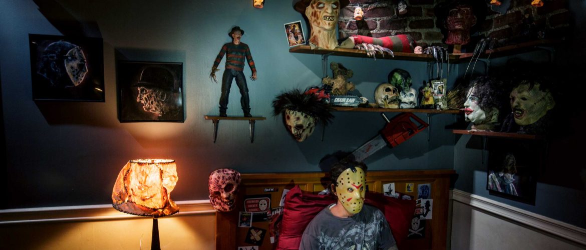 Room full of classic horror souvenirs