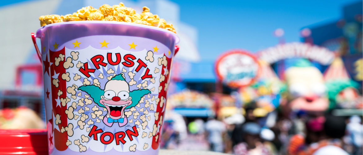 Caramel Corn in a Krusty the Klown plastic bucket